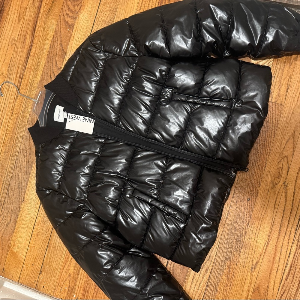 Nine West Shiny Black Puffer Jacket